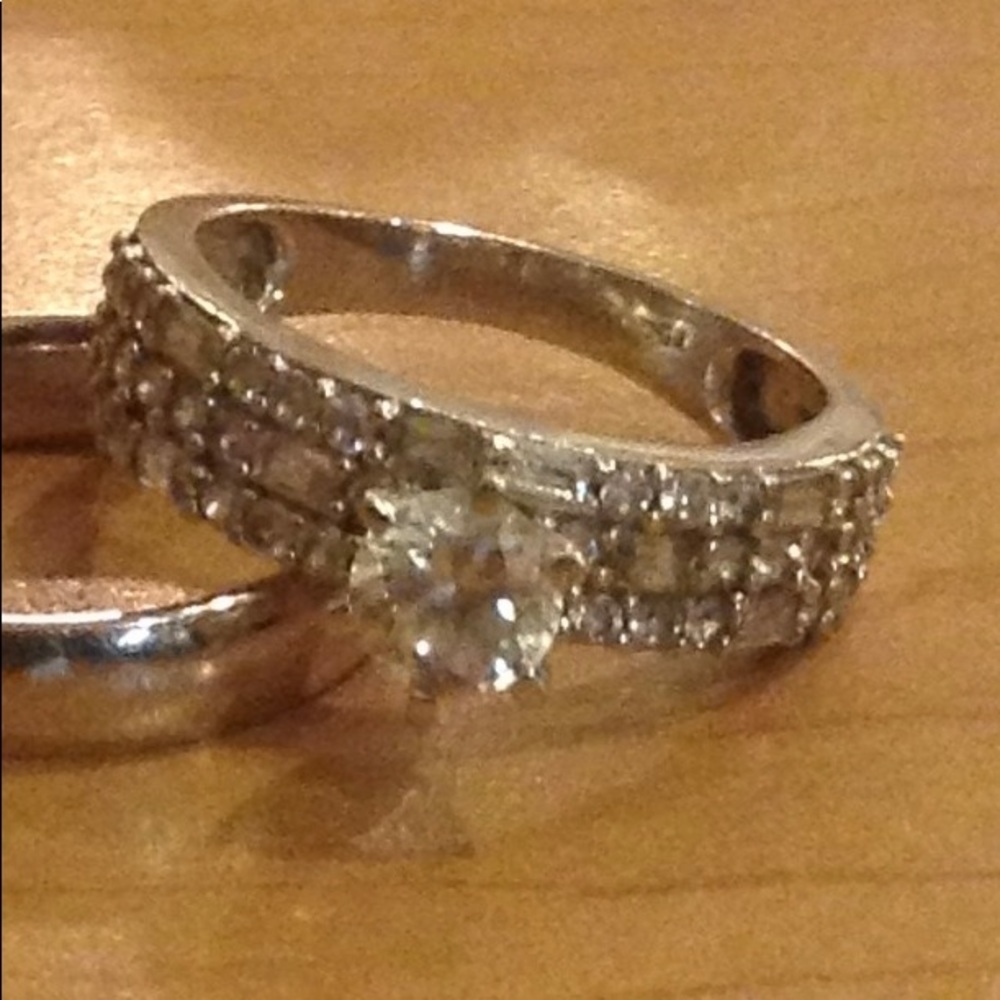 White Gold 18kt Engagement Ring-  with Sapphire